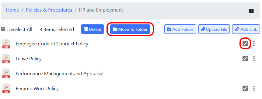 Move button on company documents